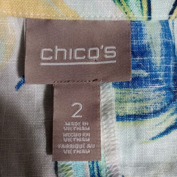 Chico's‎ Large Floral Tropical Linen Blend Open Front Jacket Blazer Cover Up - Picture 4 of 6